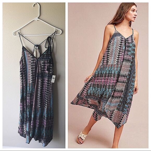 Anthropologie Akemi + Kin Tassel Midi Dress NEW Boho Rayon Small - Picture 8 of 13